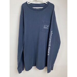 Vineyard Vines Long Sleeve Kids XL Blue Whale Graphic Pocket Preppy Coastal‎